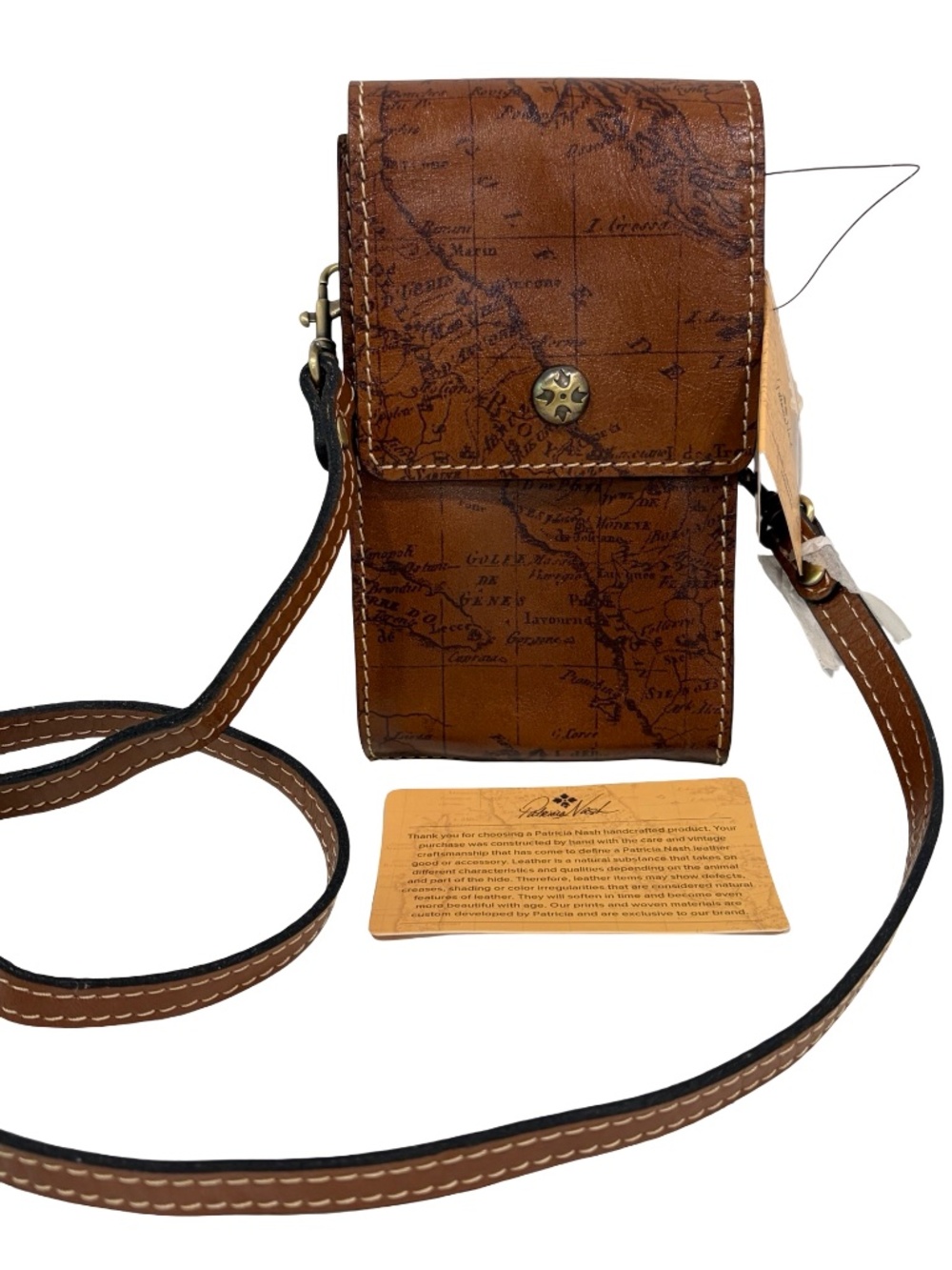 NWT Patricia Nash Rivalta Leather Crossbody Organizer Travel Bag - Map Print
